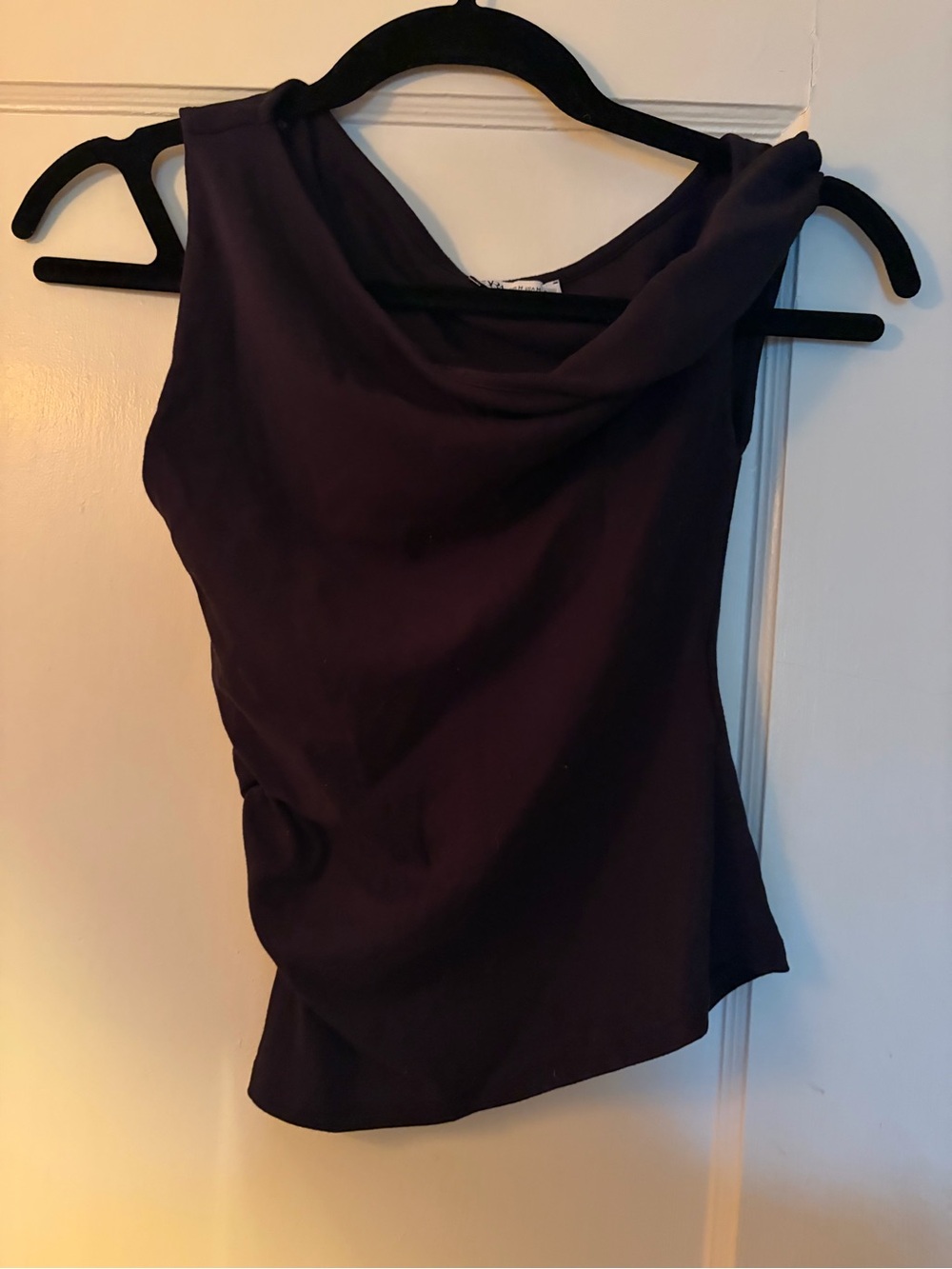 Sleeveless Drape Neck Twist Shoulder Top